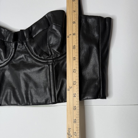 Lovers & Friends Women's Small Crop Top Faux Leather Y2K Corset Bustier - Picture 2 of 5